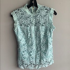 Nanette Lepore Sleeveless Lace Blouse blue/mint